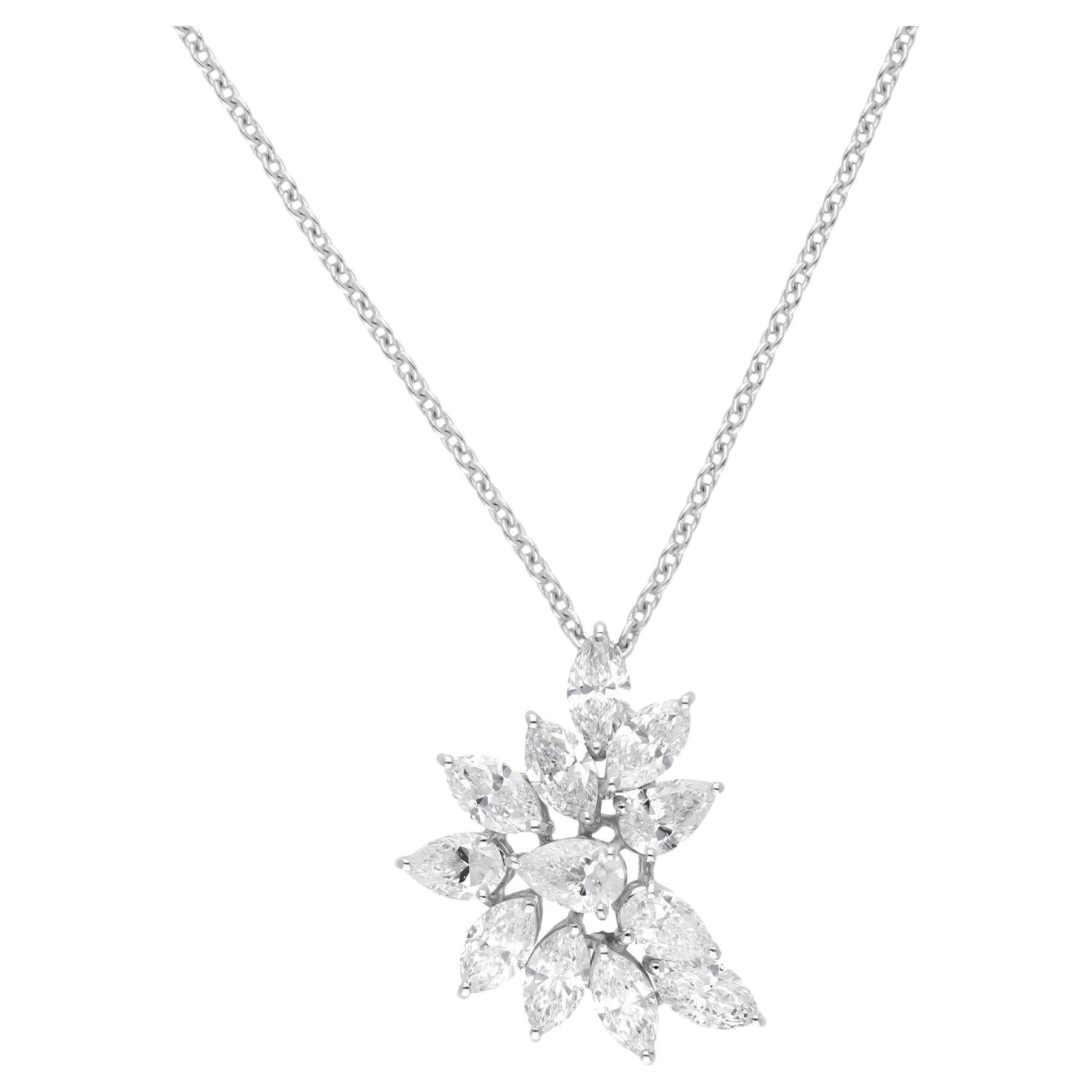 2,82Ct SI Clarity HI Color Cluster di diamanti Collana in oro bianco 18 carati