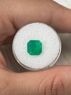 2.82ct Vibrant Muzo Green Colombian Emerald 8.6x8.6mm Asscher Cut May Birthstone (pierre de naissance de mai)