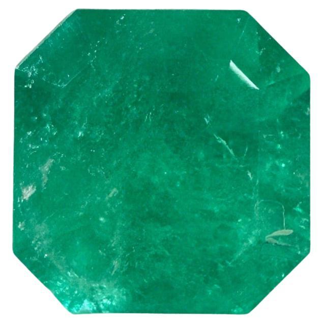 2.82ct Vibrant Muzo Green Colombian Emerald 8.6x8.6mm Asscher Cut May Birthstone (pierre de naissance de mai) en vente