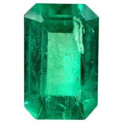 2.82ct Vivid Bluish Green Elongated Emerald Cut Colombian Gem Genuine May
