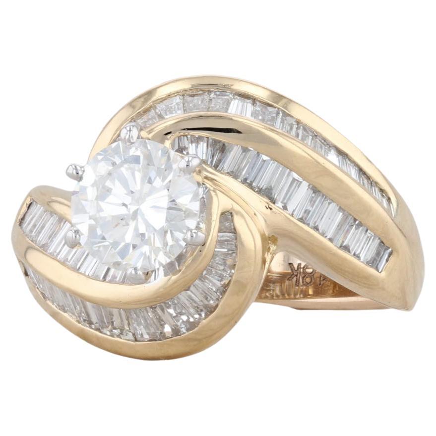 2.82ctw Diamond Engagement Ring 18k Gold Size 8.5 Bypass Round GIA For Sale