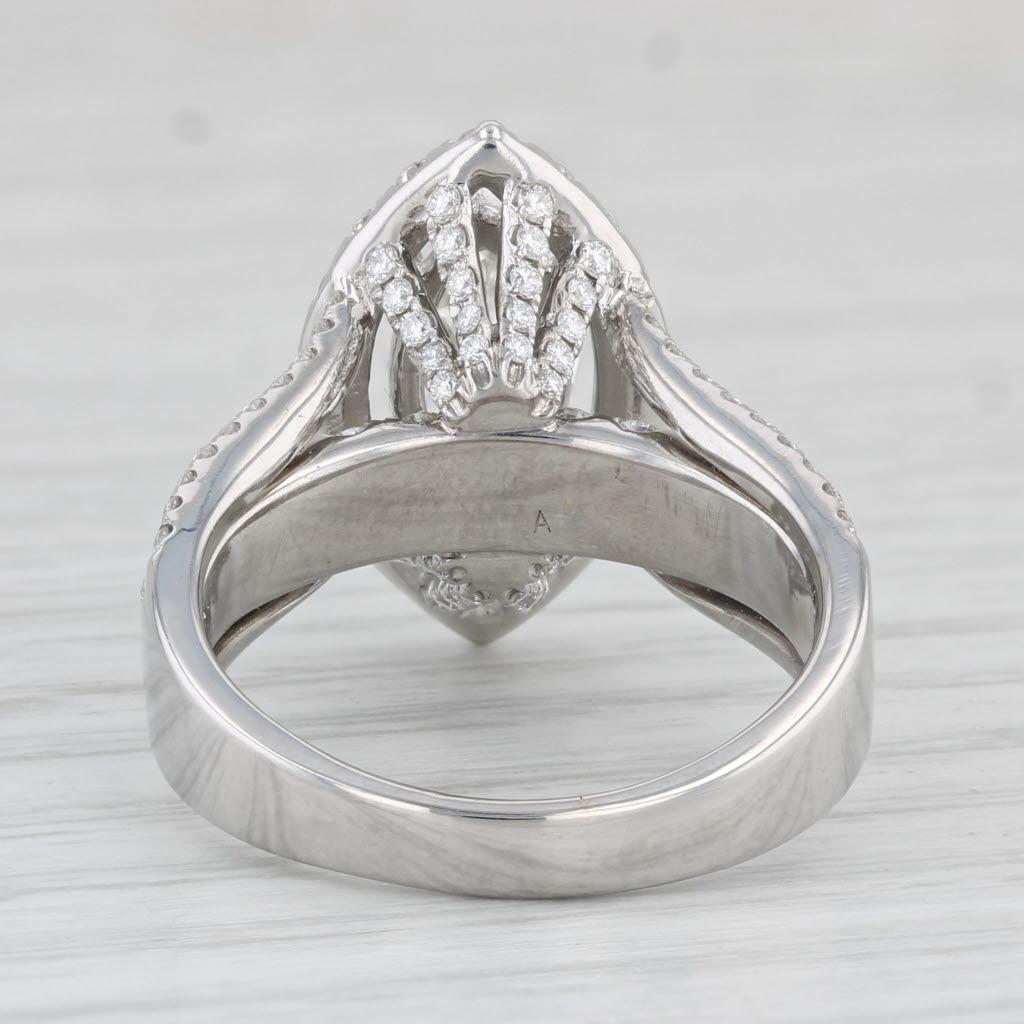 Anillo de compromiso con halo de diamantes marquesa de 2,82 ctw Oro blanco de 18k Talla 7,5 GIA Corte marquesa en venta