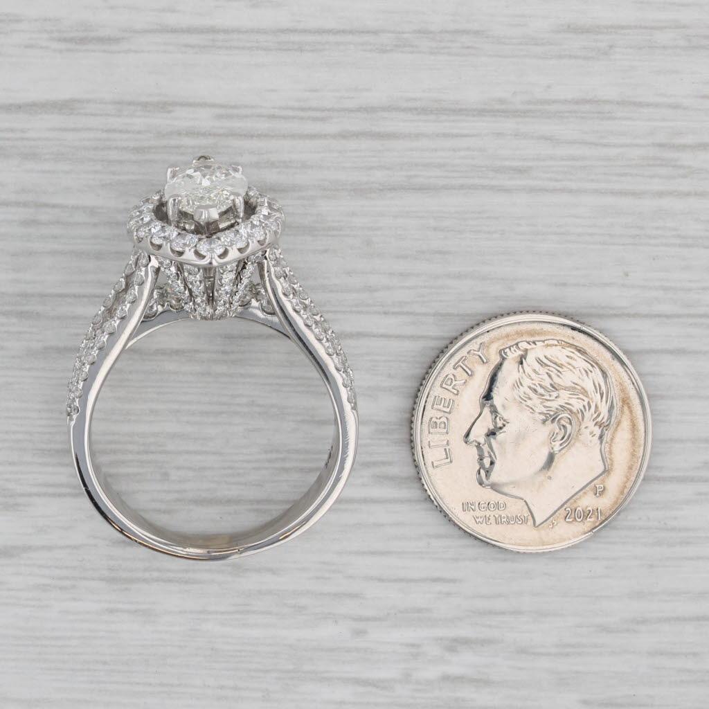 Anillo de compromiso con halo de diamantes marquesa de 2,82 ctw Oro blanco de 18k Talla 7,5 GIA en venta 2