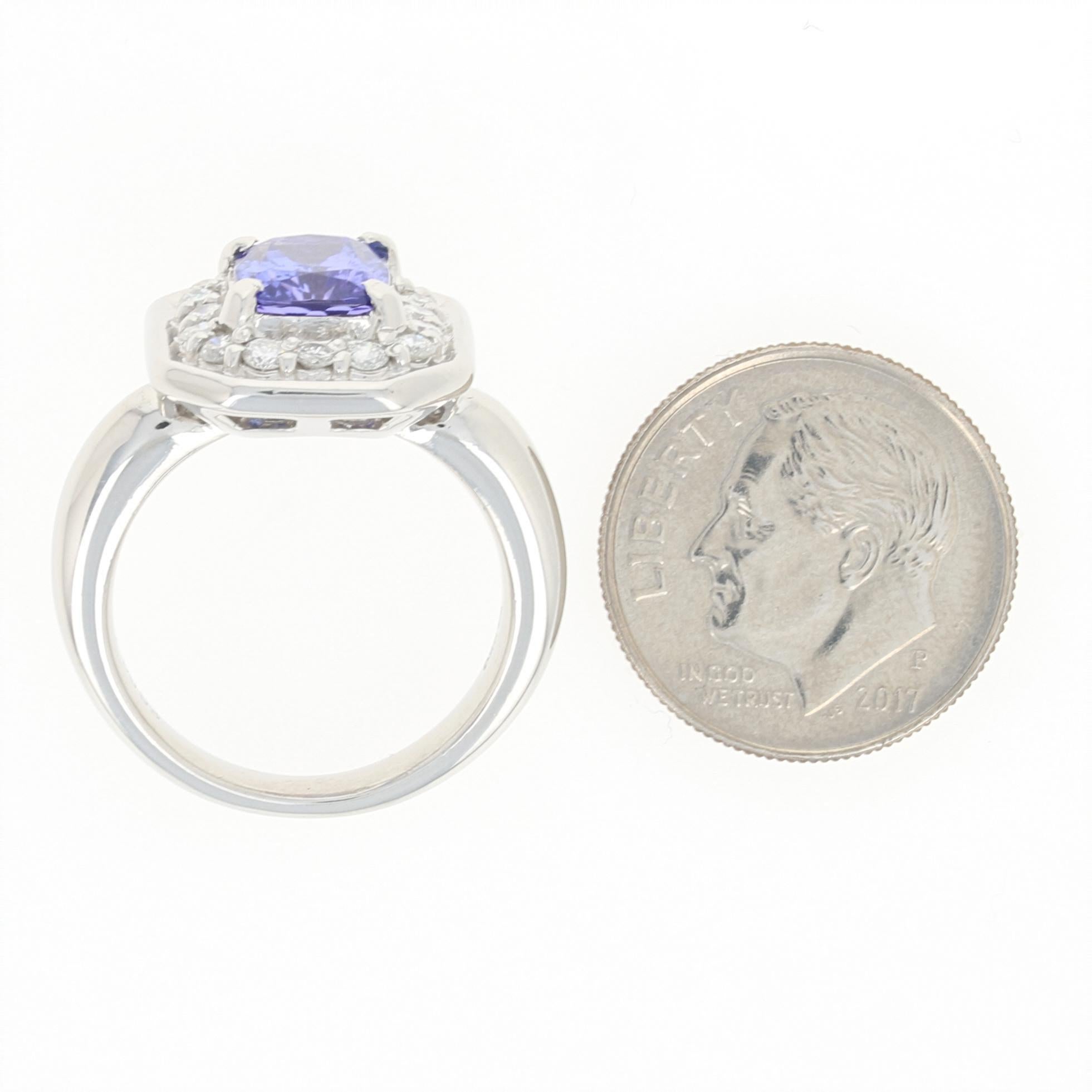 For Sale:  2.82ctw Tanzanite & Diamond Halo Ring, 850 Platinum 4