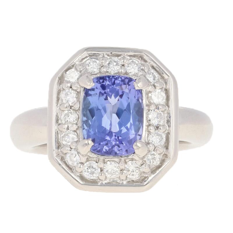 2.82ctw Tanzanite & Diamond Halo Ring, 850 Platinum For Sale