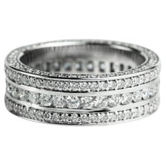 Anello nuziale maschile con diamante in oro bianco 18 carati, anello nuziale Iced Out Chunky