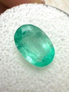 2.83 Carat 11x7mm Pastel Mint Green Colombian Emerald Oval Cut - May Birthstone
