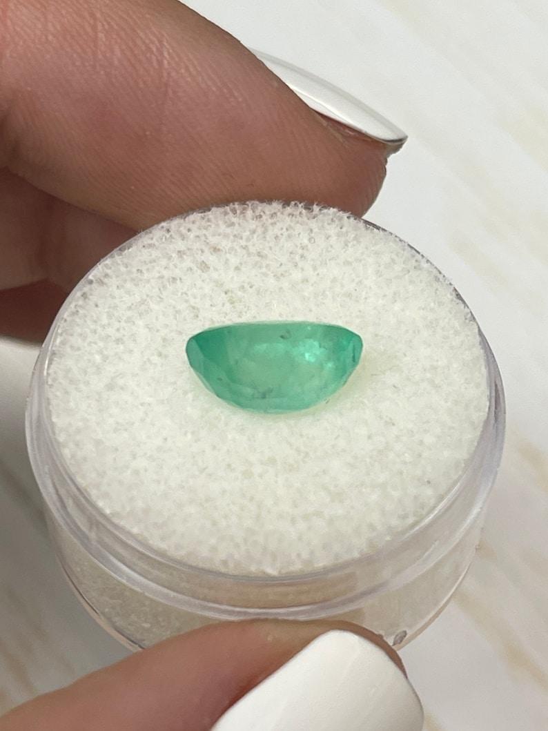 2.83 Carat 11x7mm Pastel Mint Green Colombian Emerald Oval Cut - May Birthstone For Sale 3