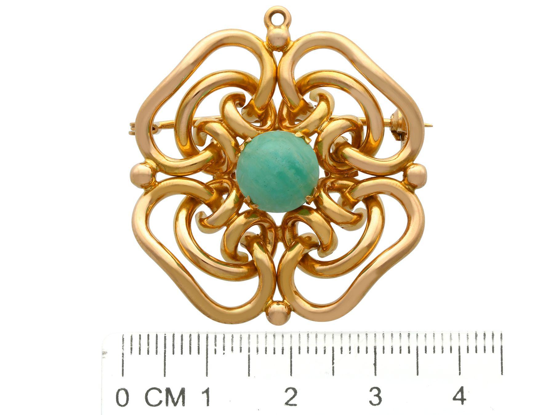 2.83 Carat Cabochon Cut Chalcedony and Yellow Gold Pendant For Sale 1