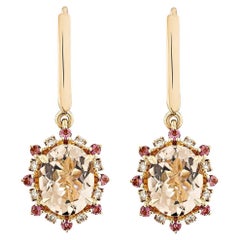 Orecchino di Morganite da 2,83 carati in 18KRG con tormalina e diamante.