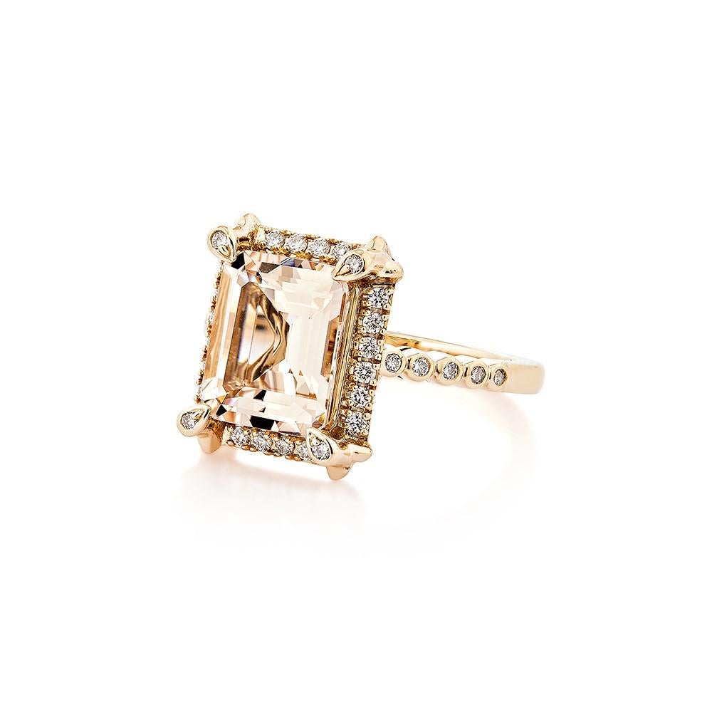 Sunita Nahata Morganit 2.83ct. Fancy Ring aus 18KRG mit  Diamant. (Achteckschliff) im Angebot