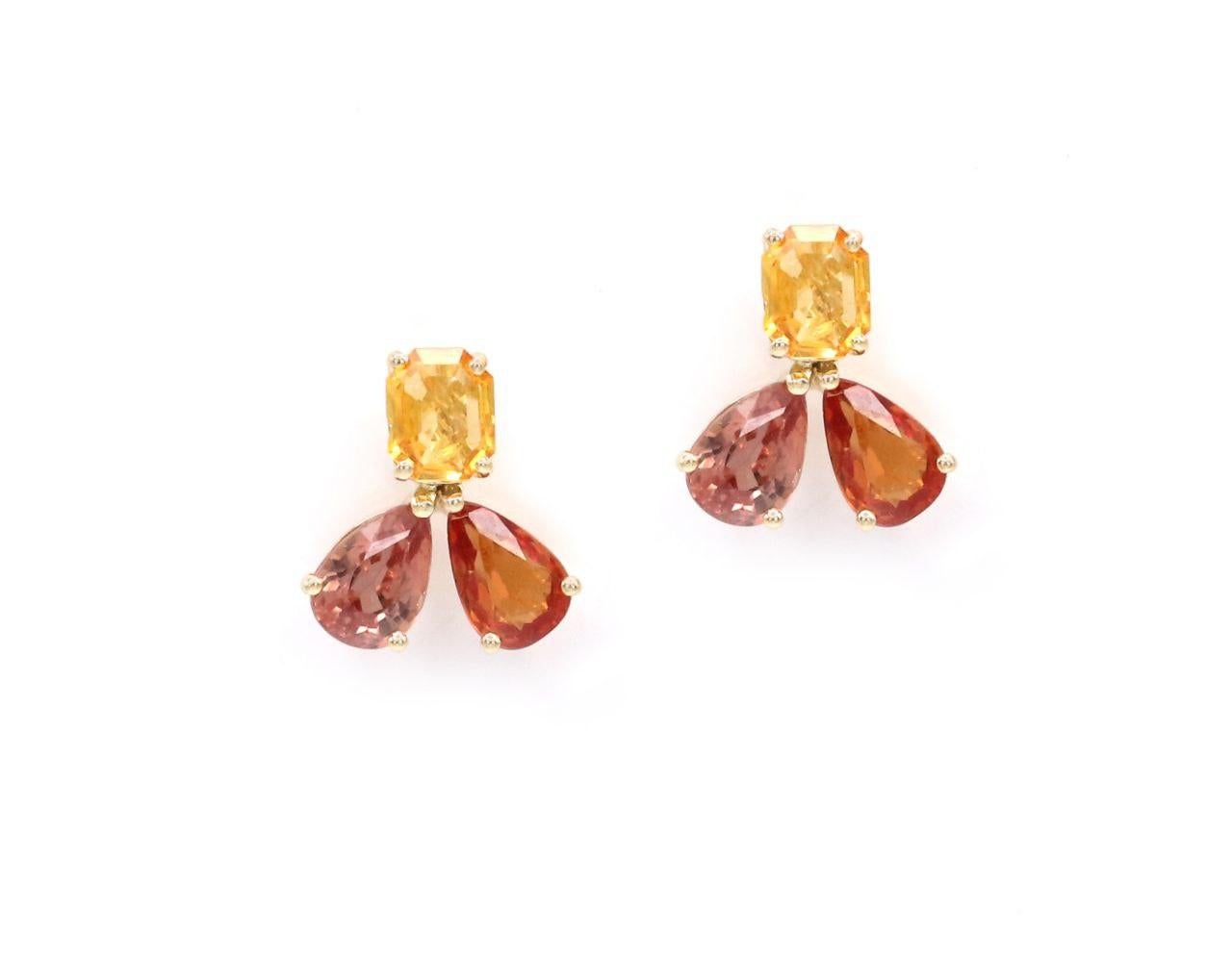 2.83 Carat Sapphire 18 Karat Yellow Gold Stud Earrings In New Condition For Sale In Territet, CH