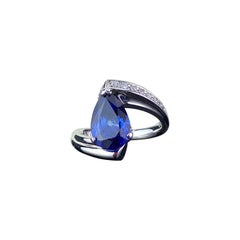 2.83 Carat Pear Shape Sapphire and Diamond Engagement Ring