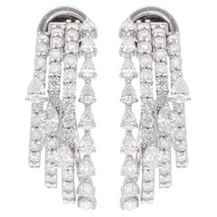 Orecchini a più strati con pera e diamante rotondo da 2,83 carati SI/HI Oro bianco 18 carati