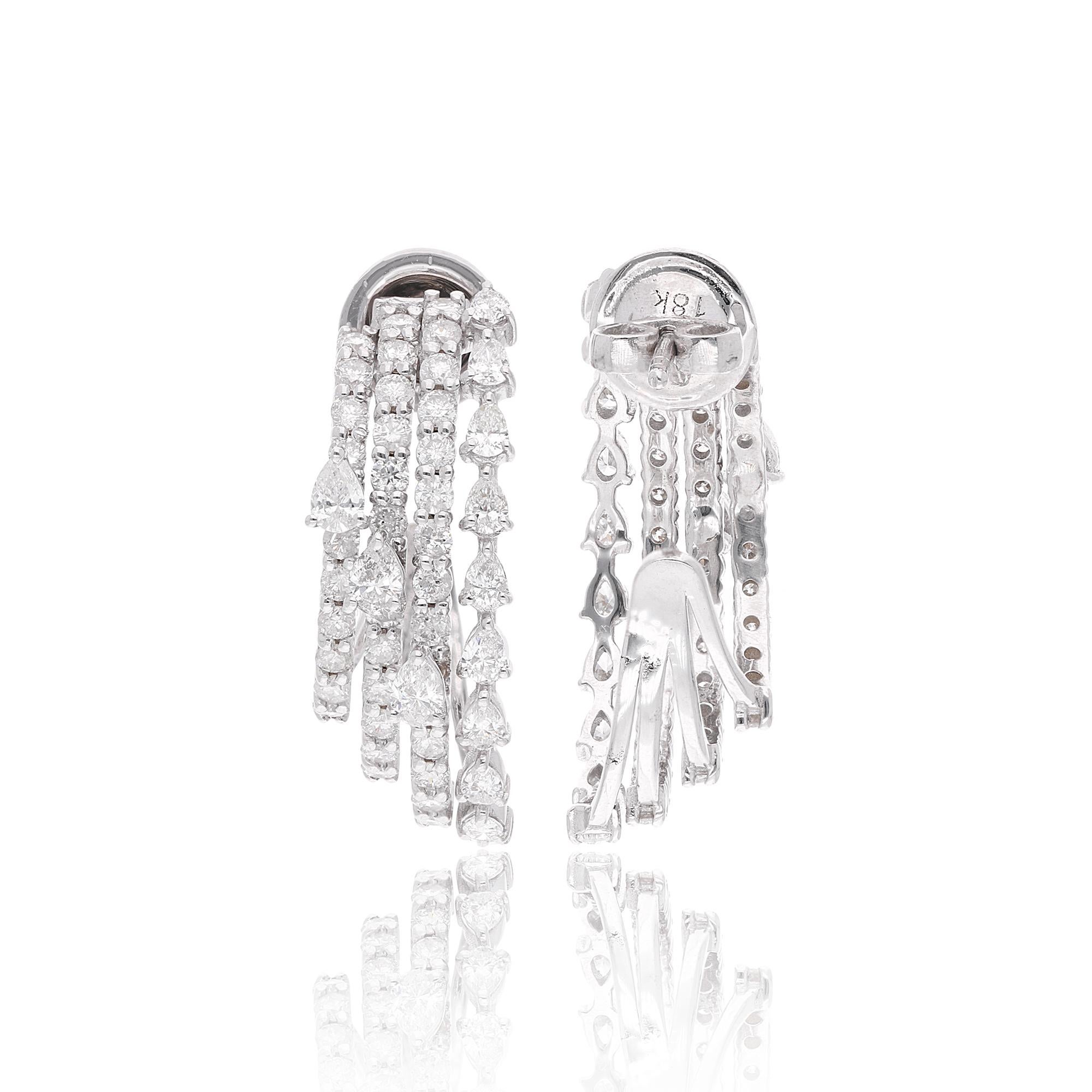 Round Cut 2.83 Carat SI/HI Pear and Round Diamond Multi Layer Earrings 18 Karat White Gold For Sale