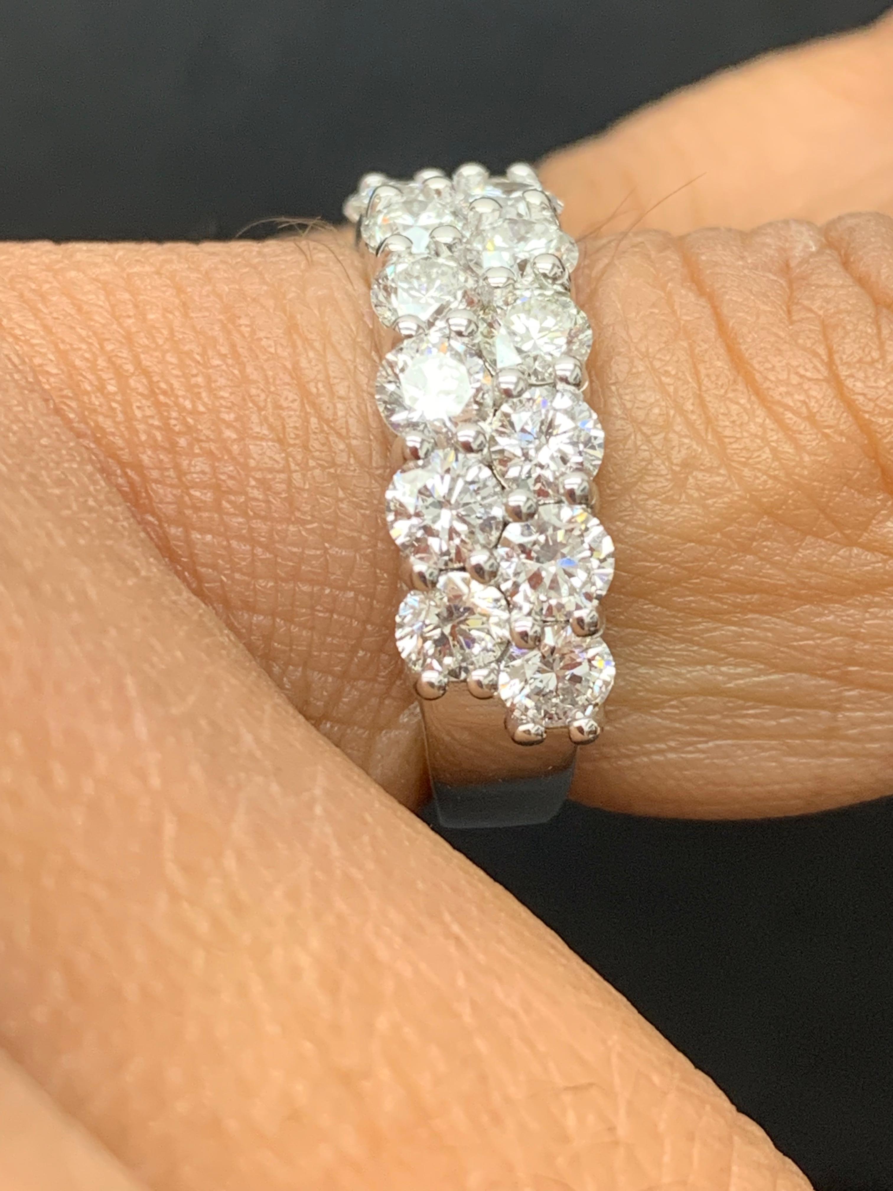 2.83 Carats Brilliant Cut Diamond Double Row Ziczac Band Ring 14K White Gold For Sale 13