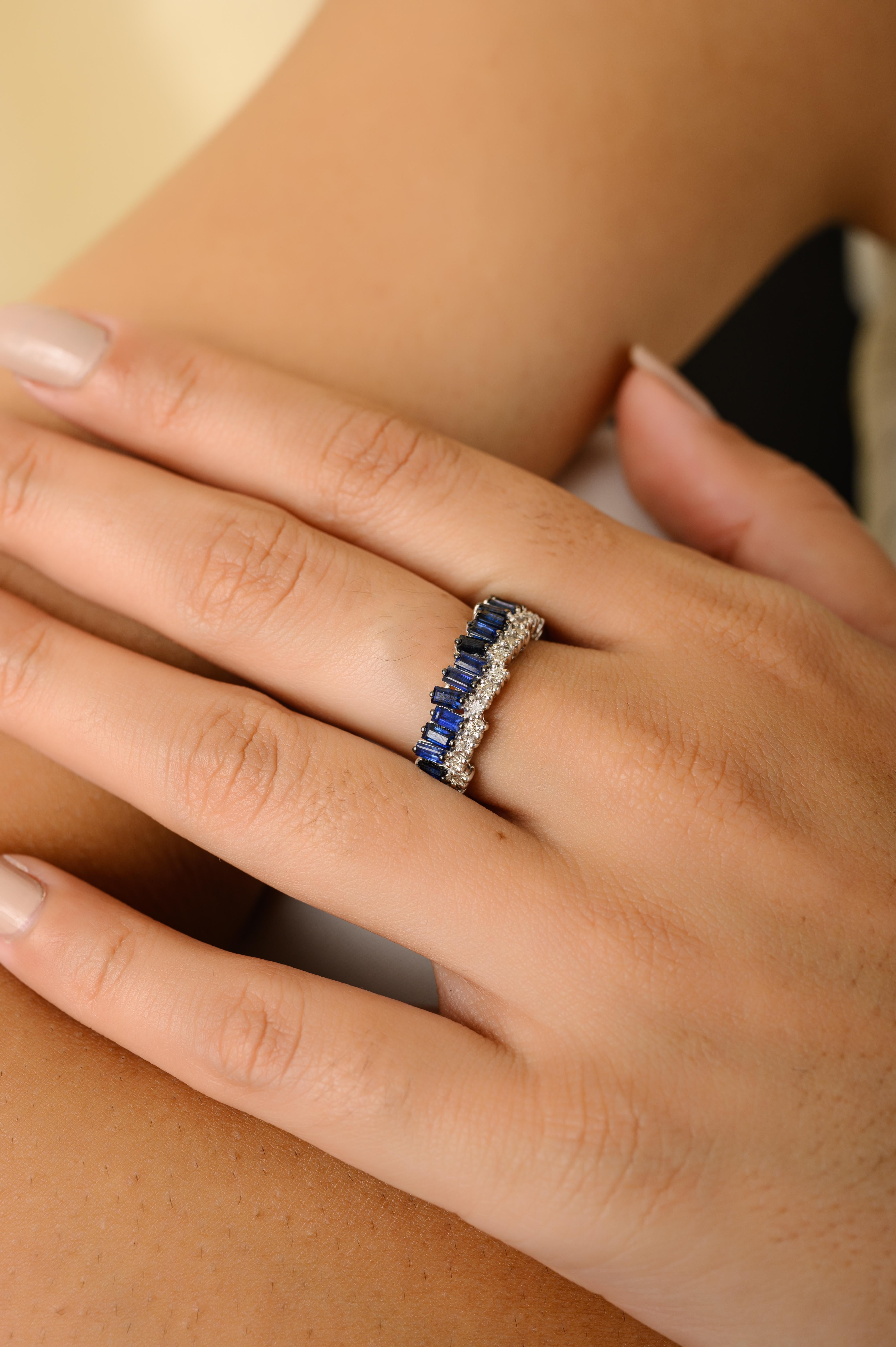 Im Angebot: 2,83 Karat Blauer Saphir und Diamant Verlobungsring aus 18k Weißgold () 2