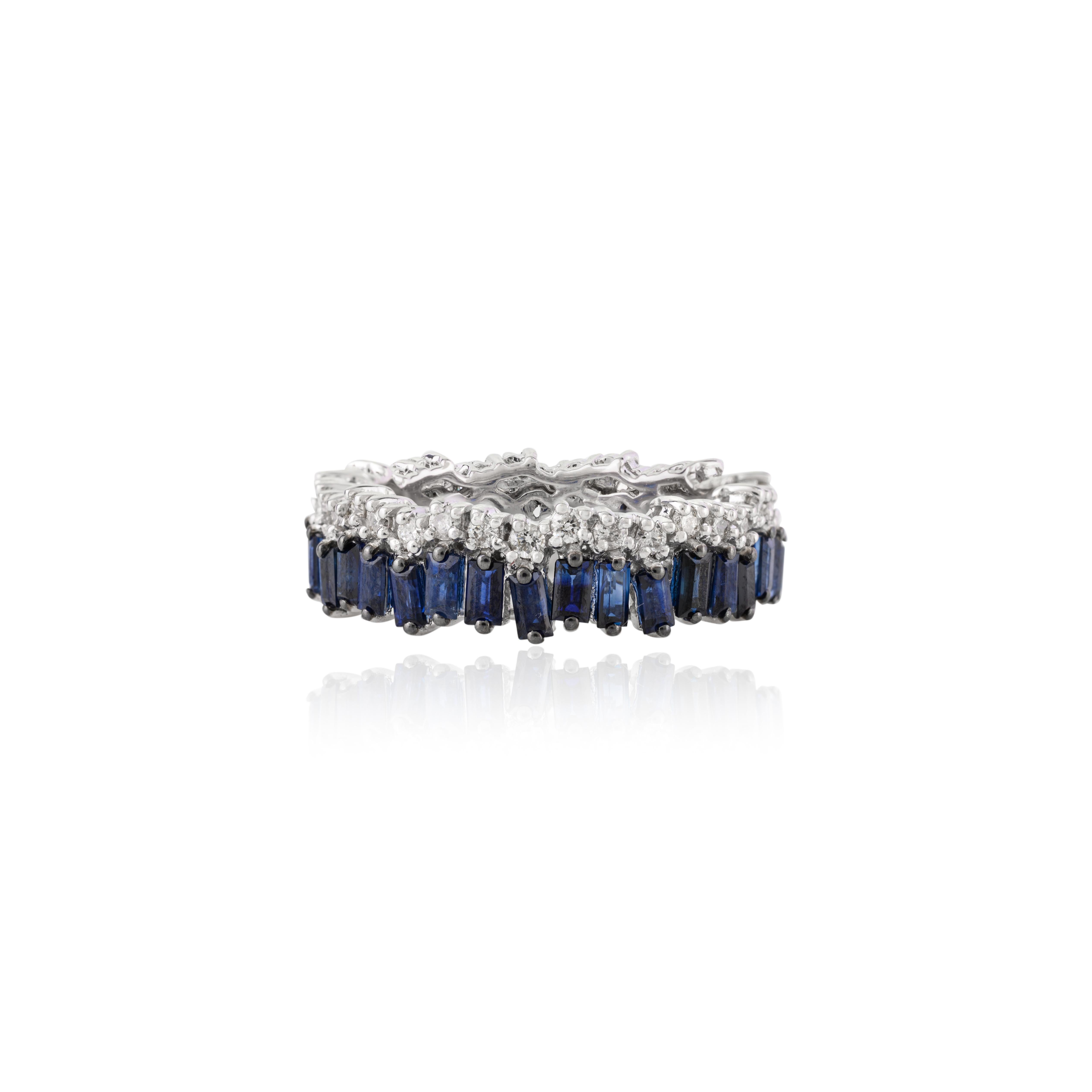 En vente :  Bague de fiançailles en or blanc 18 carats avec saphir bleu de 2,83 carats et diamants 7