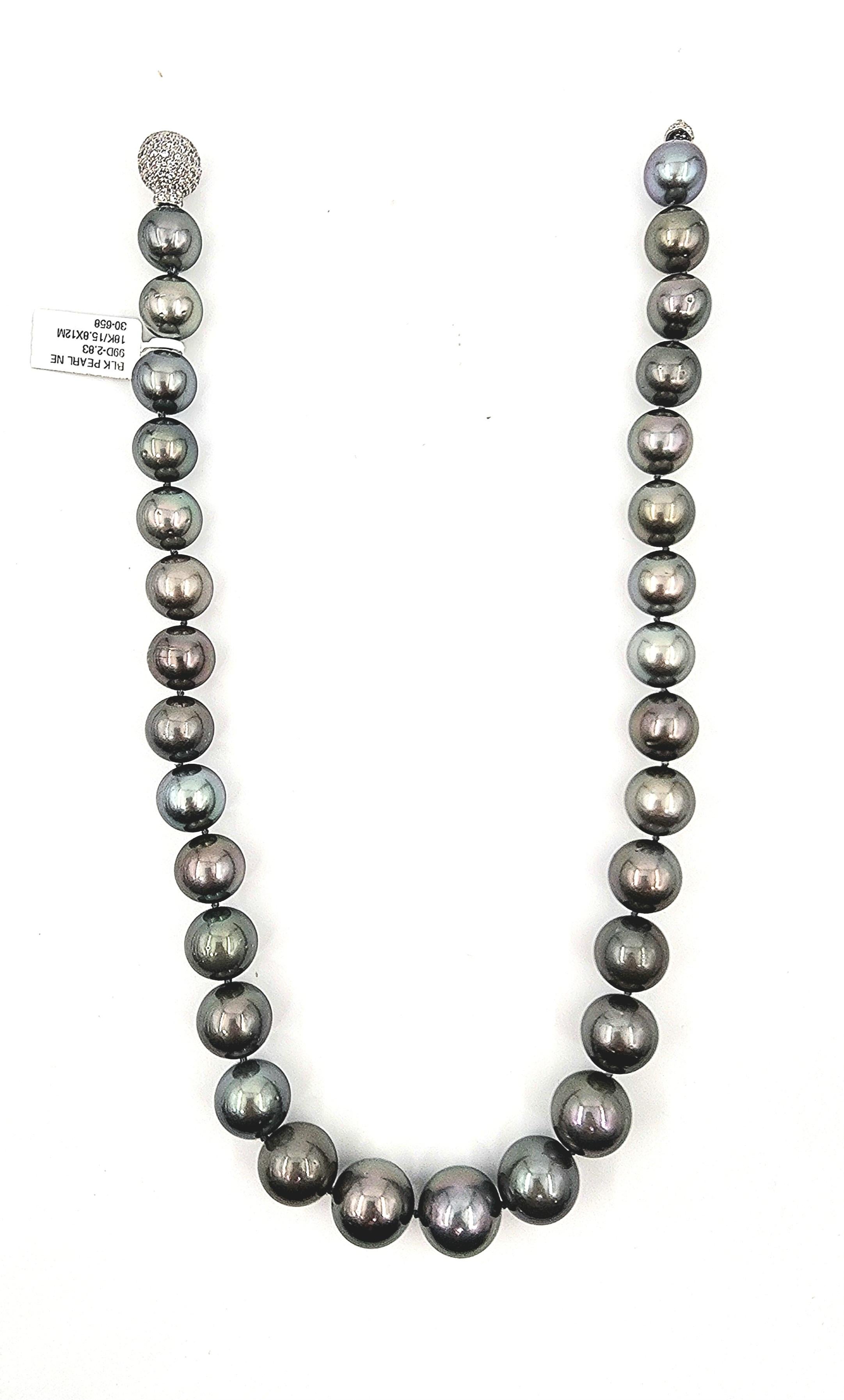 Collana con diamanti da 2,83 carati e perle nere di Tahiti Nature in vendita 1