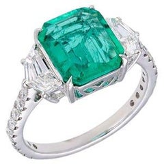 2.83 Karat natürlicher Smaragd Diamant Ehering / 18k Weißgold Dainty Jewelry
