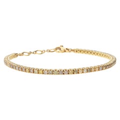 2.83 Multicolored Camo Diamonds 18 Karat Yellow Gold Tennis Bracelet