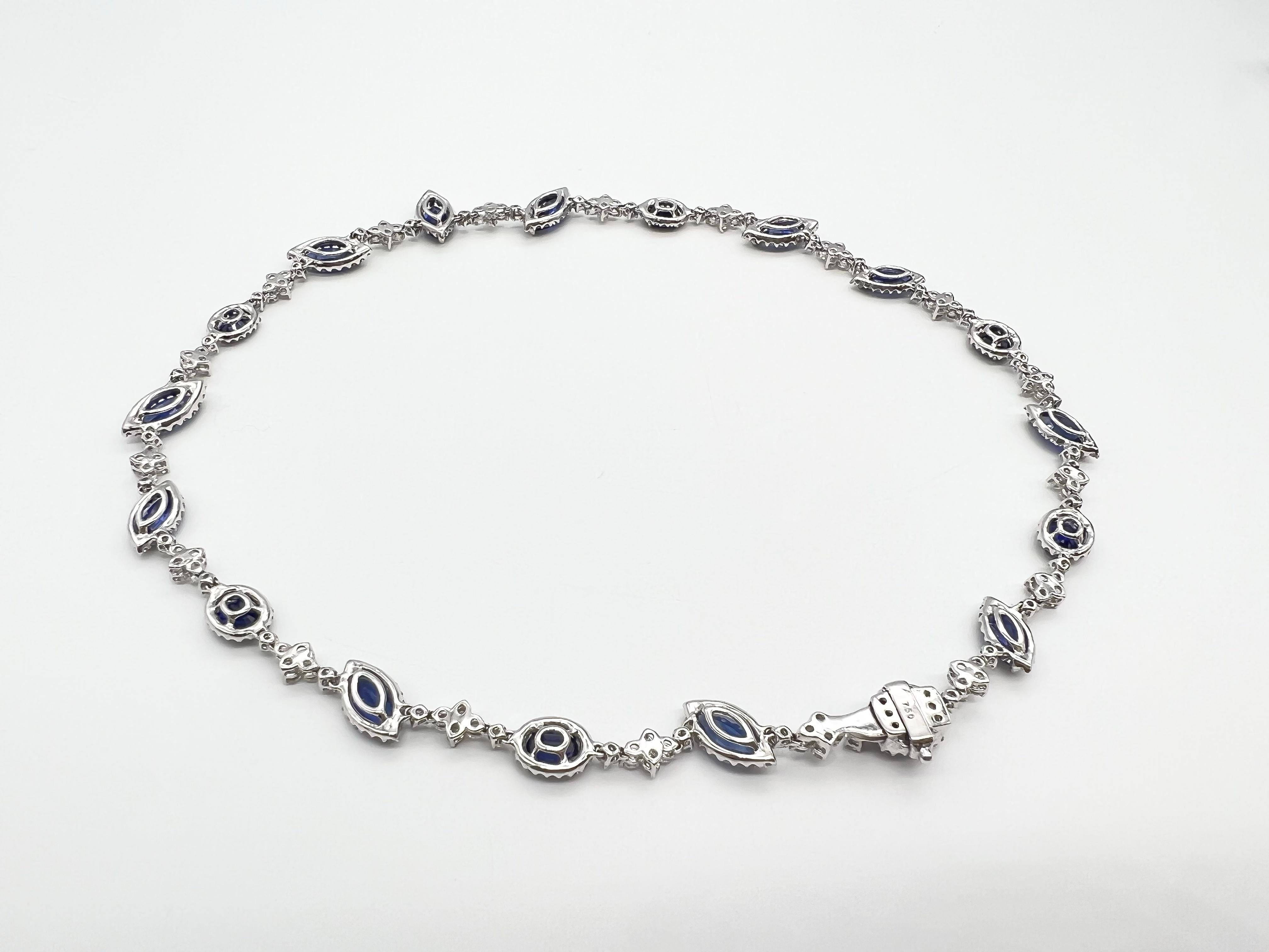 28.30 Total Carat Fancy Sapphire and Diamond, White Gold Necklace For Sale 2