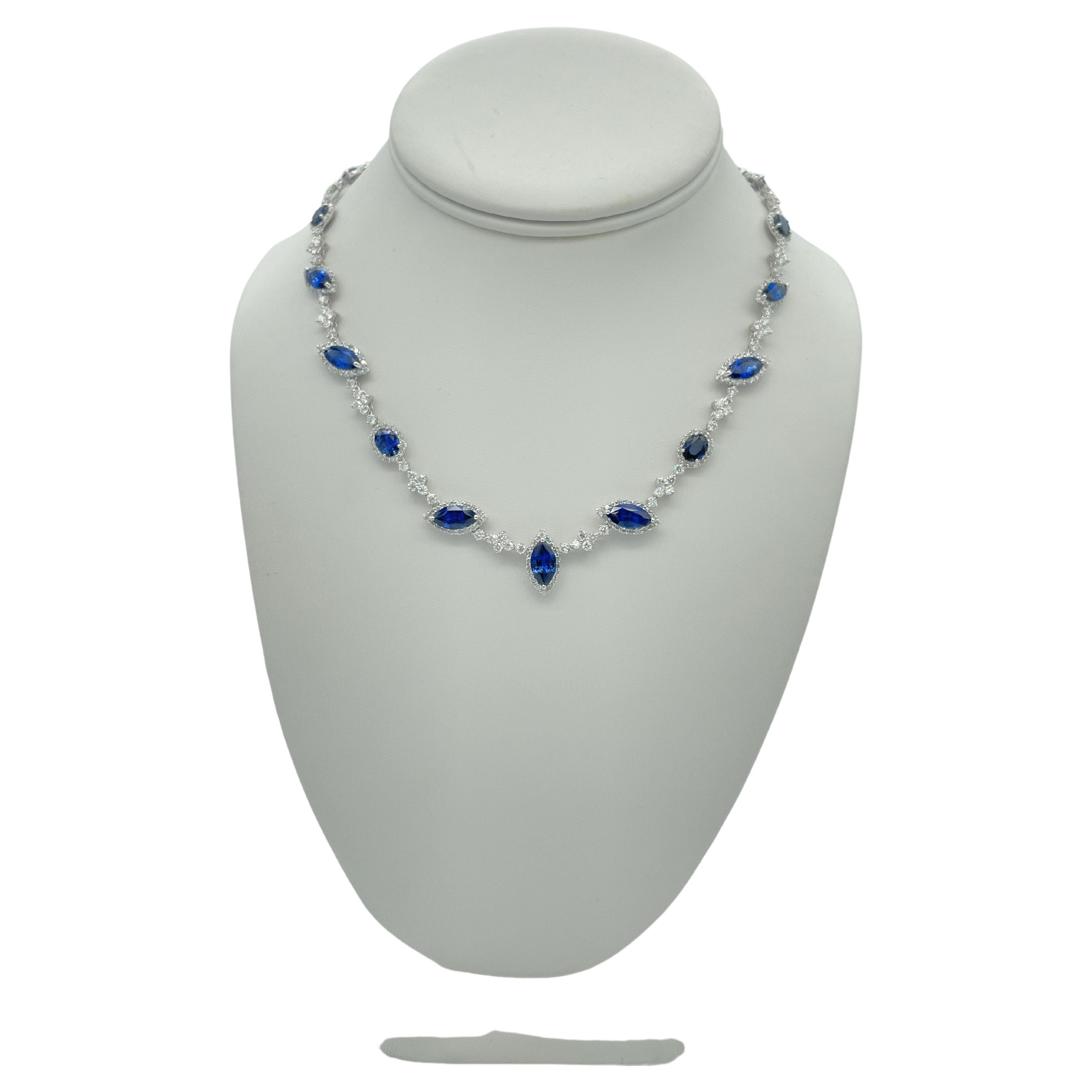 28.30 Total Carat Fancy Sapphire and Diamond, White Gold Necklace For Sale