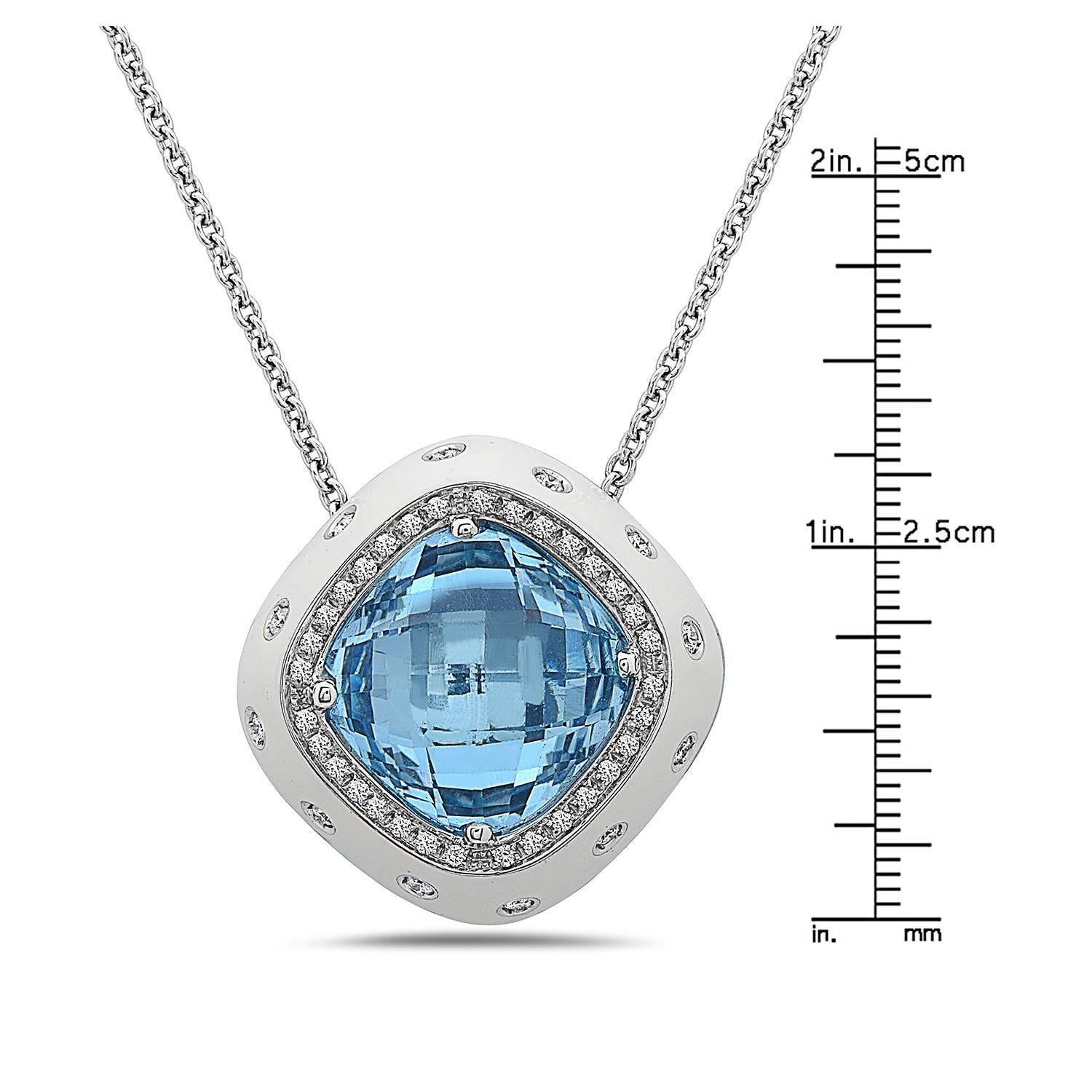 Modern Emilio Jewelry 28.31 Carat Blue Topaz Diamond Necklace
