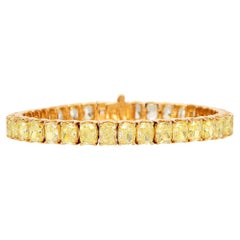 28,32cts Pulsera de tenis de diamantes amarillos talla cojín natural