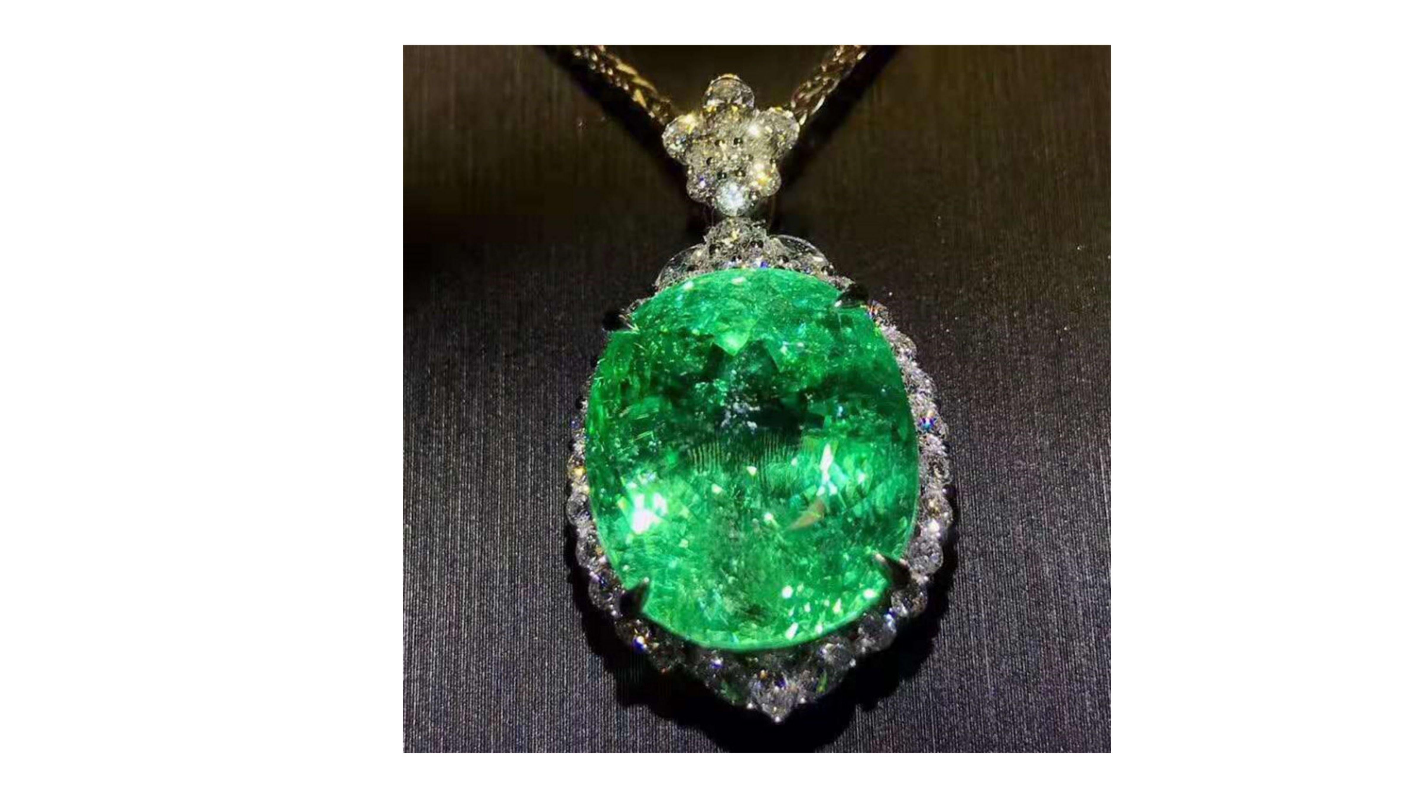 Contemporary 28.35 Carat Paraiba Tourmaline Diamond Necklace 18 Karat White Gold  For Sale