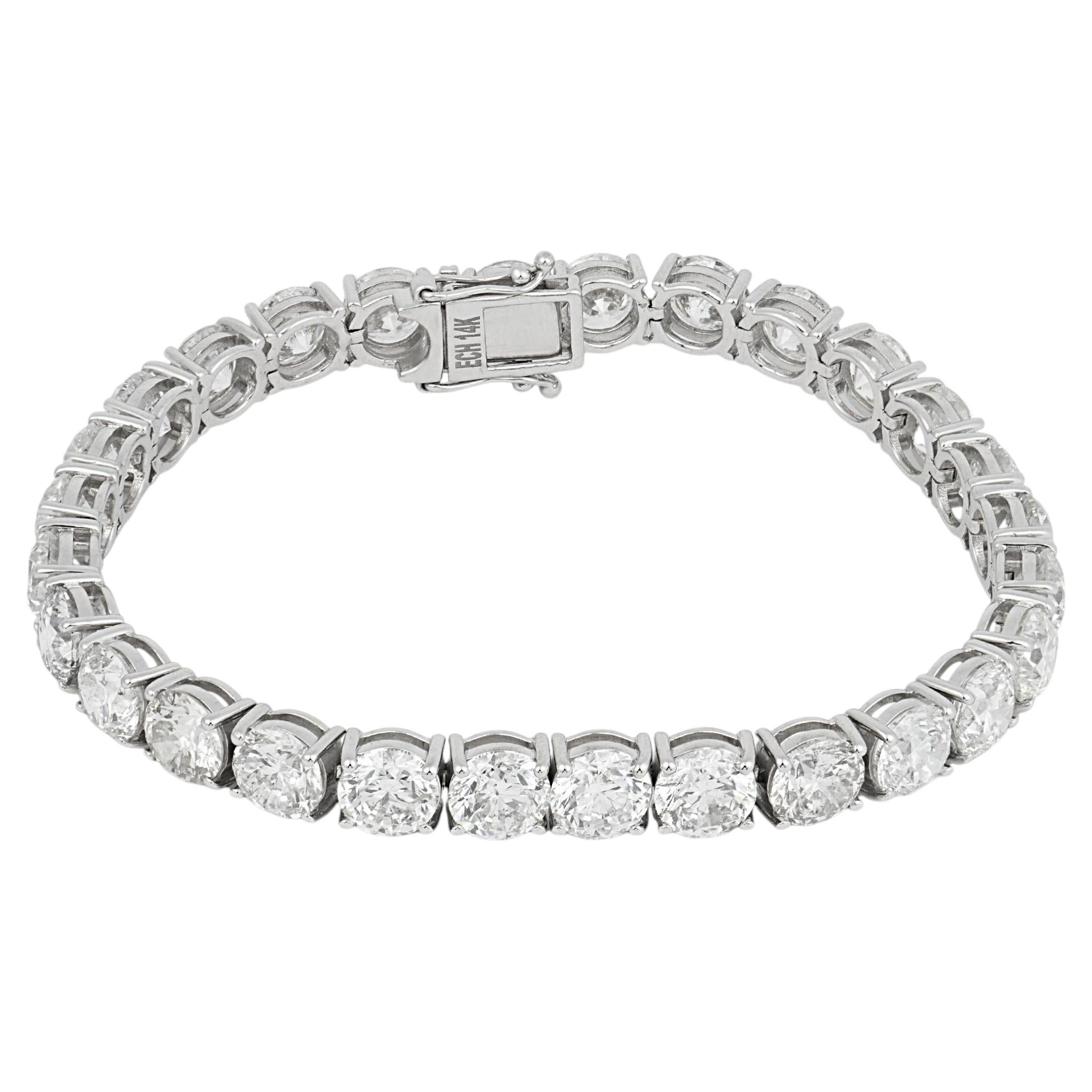 28.37 carat total weight diamond 14k white gold tennis bracelet