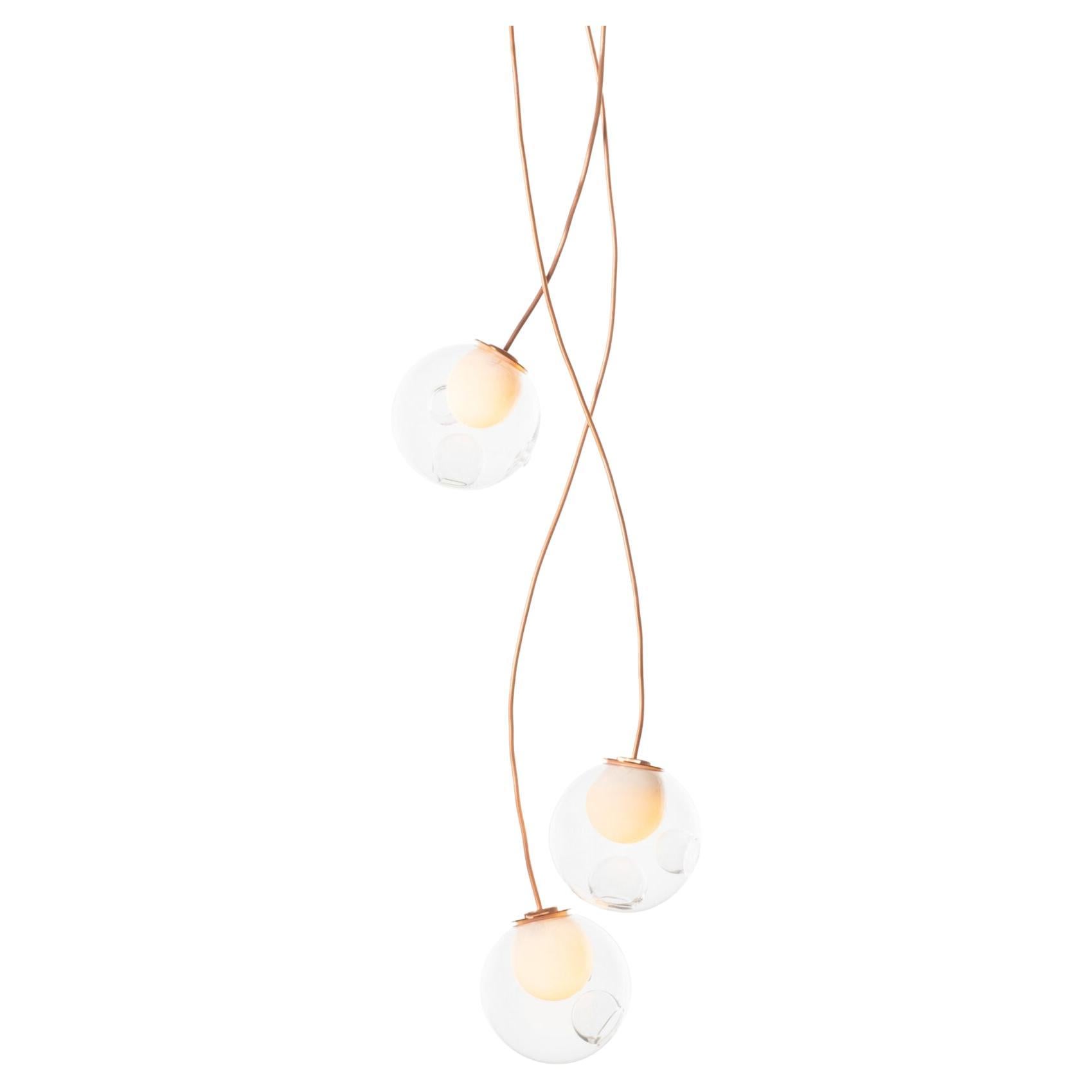 28.3c Suspended Light by Bocci with Clear Blown Glass and Copper Wire Suspension