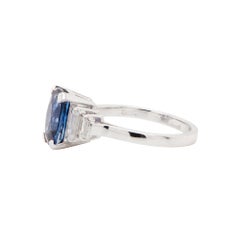 2.83ct Cushion Blue Sapphire & Diamond 18K White Gold Five-Stone Engagement Ring
