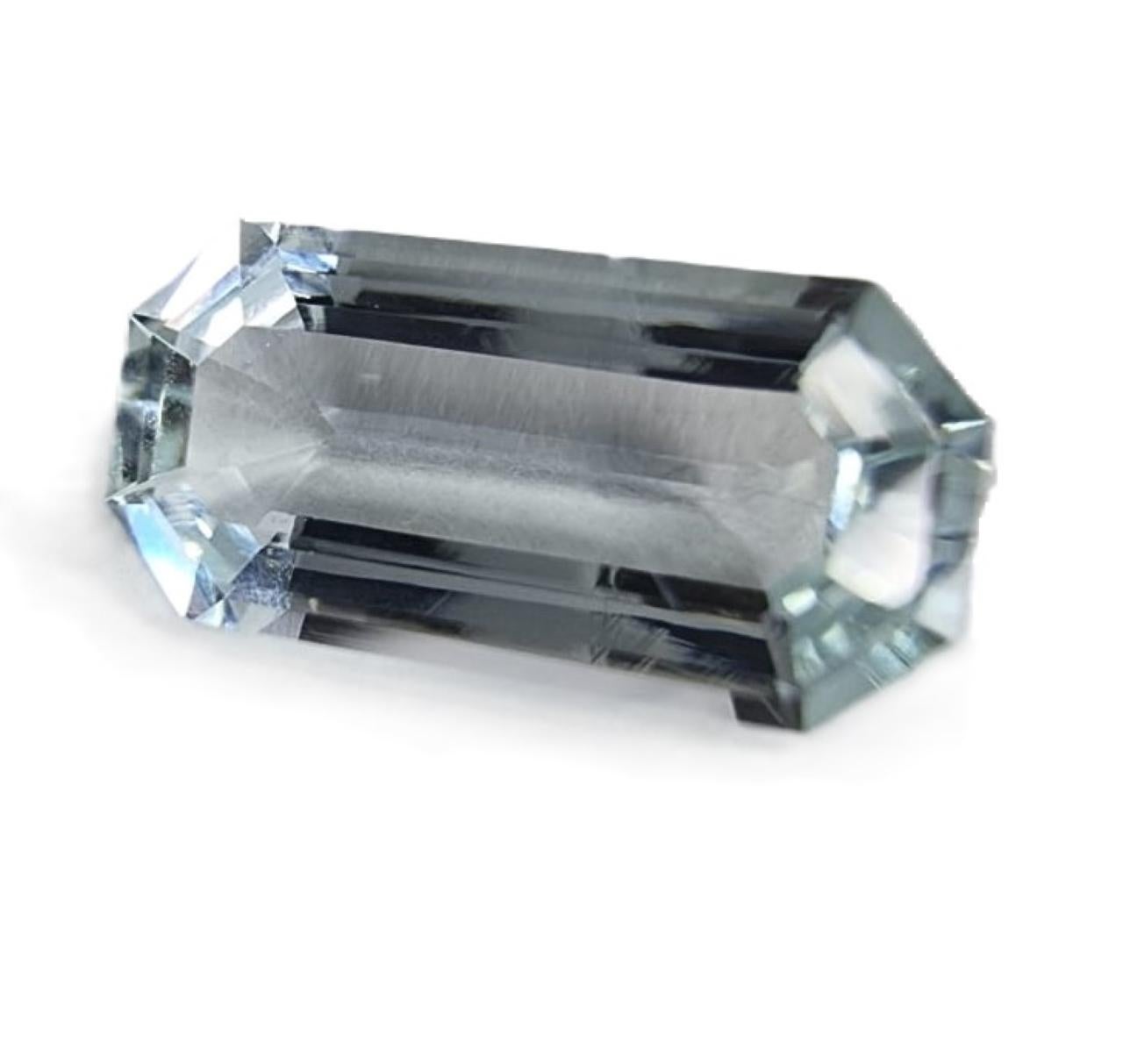 2.83ct Emerald Cut  NATURAL Greenish BLUE AQUAMARINE Gemstone In New Condition For Sale In Lanham, MD