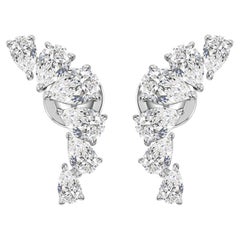 2.83Ct Pear Natural Diamond Climber Earrings 18K White Gold Gift for Her