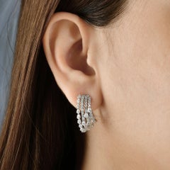 2,83ct SI/H Pear Round Diamond Multi Layer C-hoop Earrings 18 Karat White Gold