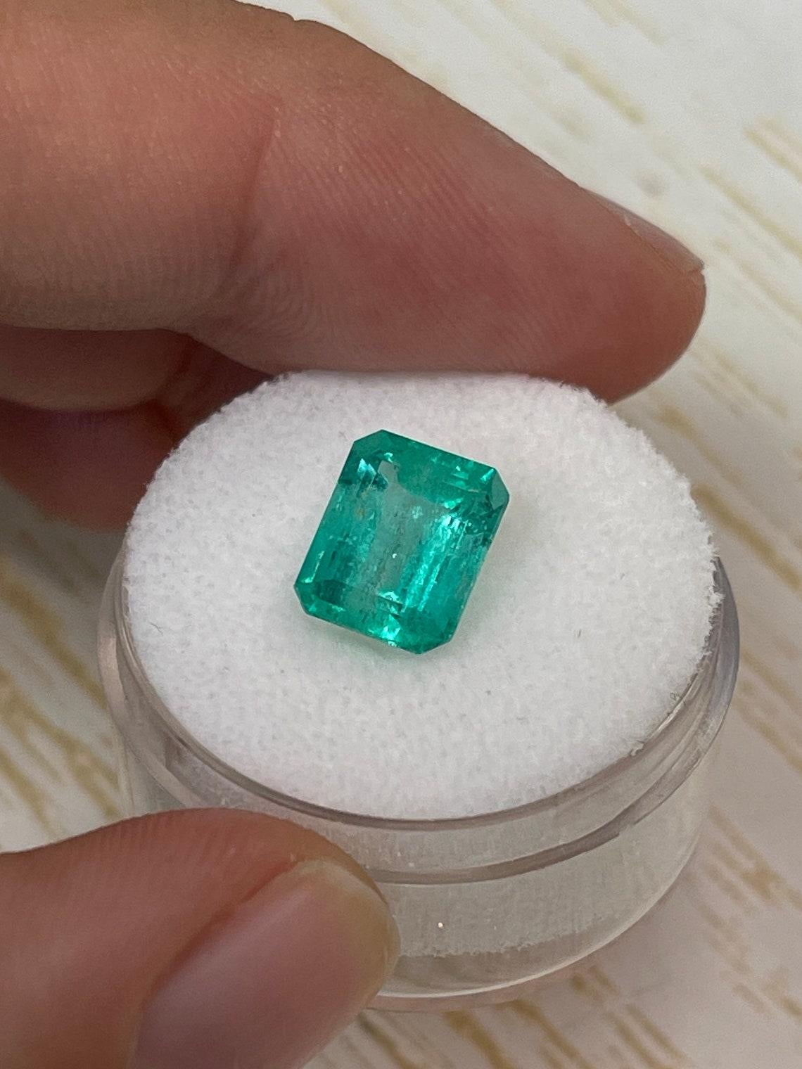 Modern 2.84 Carat 9x8 Chunky Colombian Emerald - Emerald Cut Muzo Mine May Birthstone For Sale