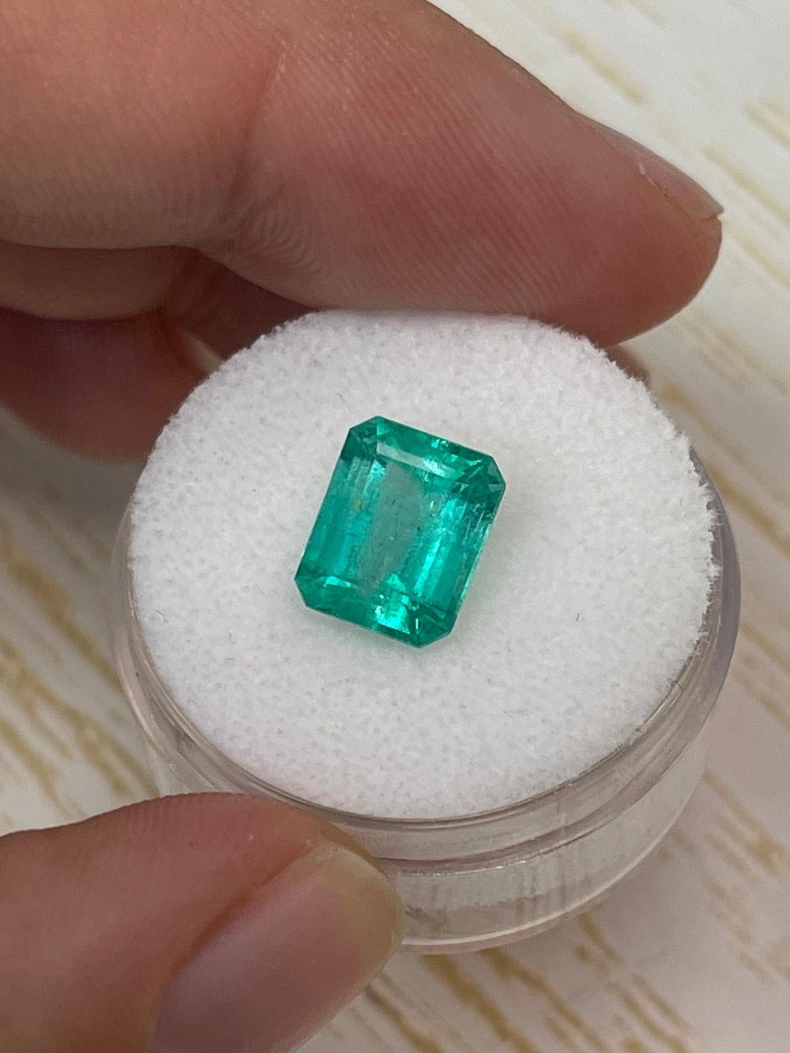 Women's 2.84 Carat 9x8 Chunky Colombian Emerald - Emerald Cut Muzo Mine May Birthstone For Sale