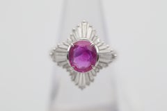 2.84 Carat Burmese Pink-Sapphire Diamond Platinum Ring, GIA Certified No-Heat