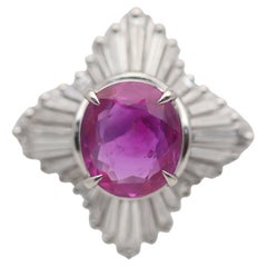 Bague en platine avec saphir rose birman de 2,84 carats, certifiée GIA et non chauffée