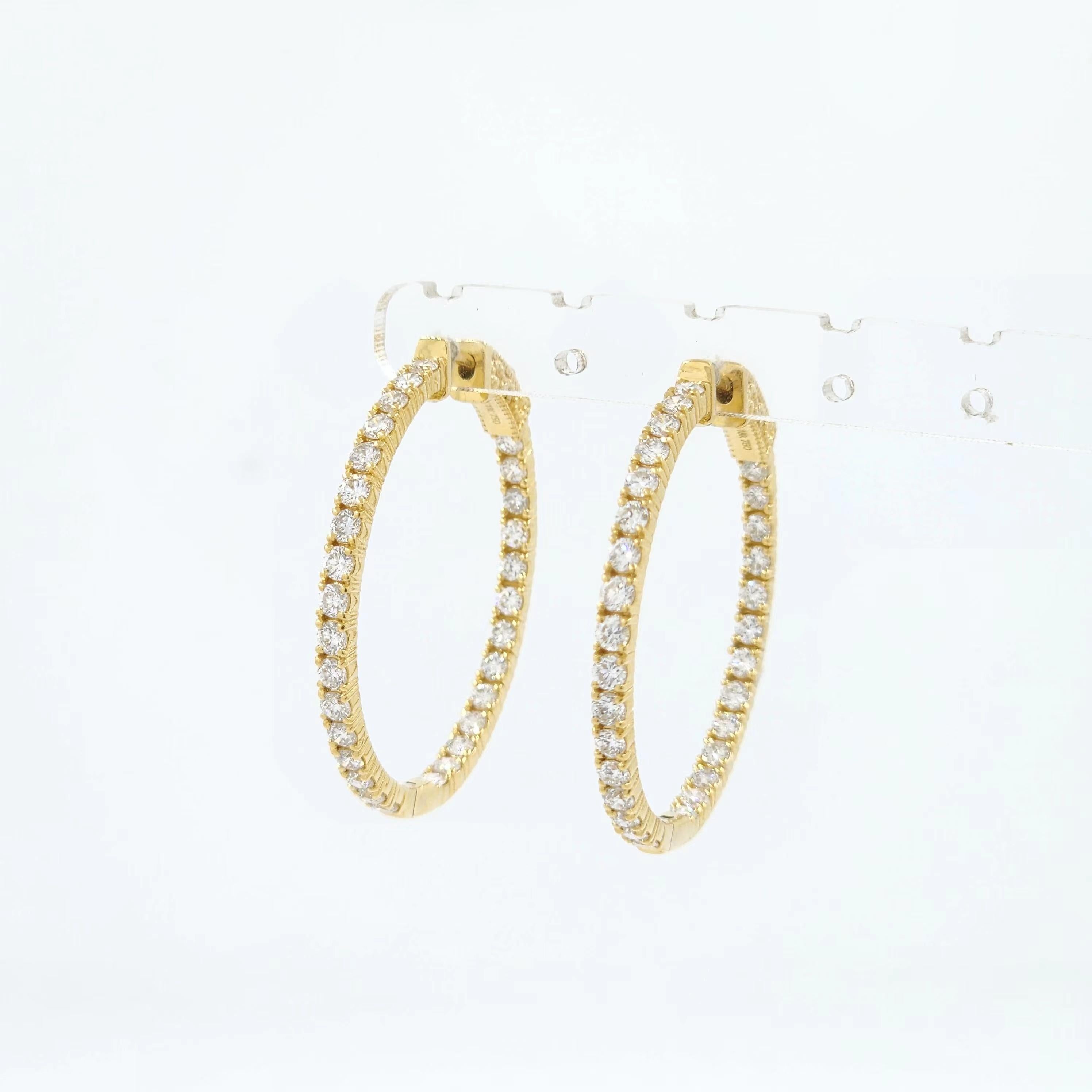 Créoles en or jaune 18 carats et diamants de 2,84 carats Neuf - En vente à Hong Kong, HK