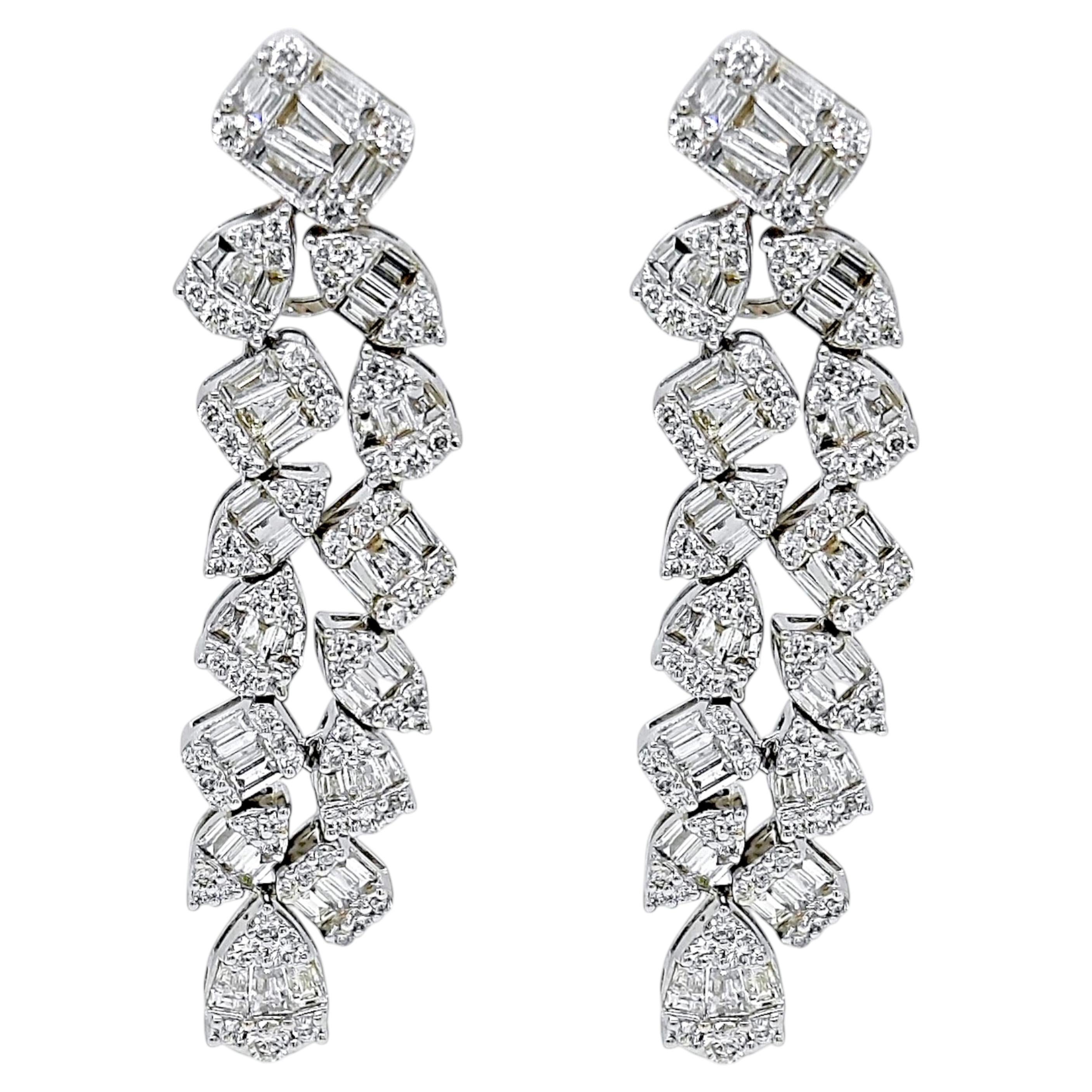 2.84 Carat Diamond White Gold Earrings For Sale