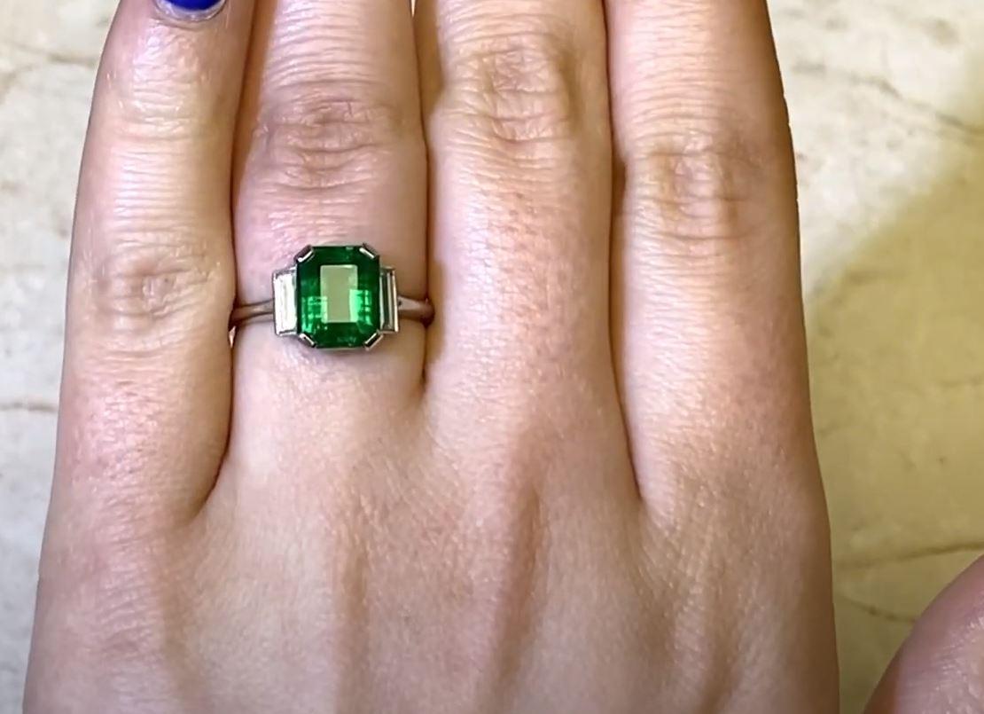 Emerald Cut 2.84 Carat Emerald-Cut Emerald Ring, Platinum