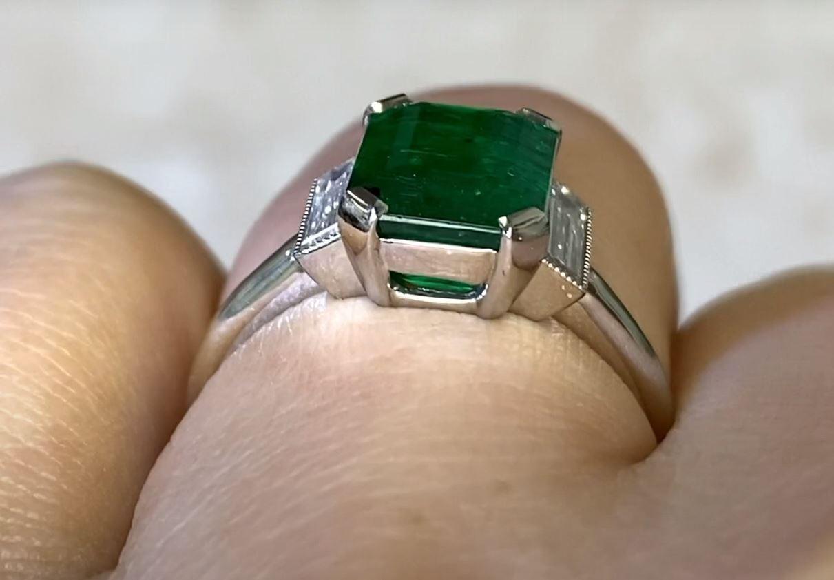 2.84 Carat Emerald-Cut Emerald Ring, Platinum 1
