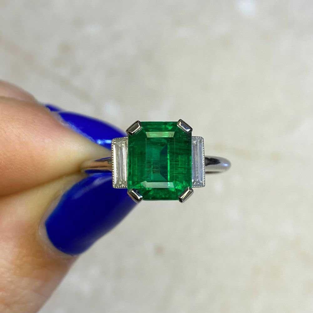 2.84 Carat Emerald-Cut Emerald Ring, Platinum 3