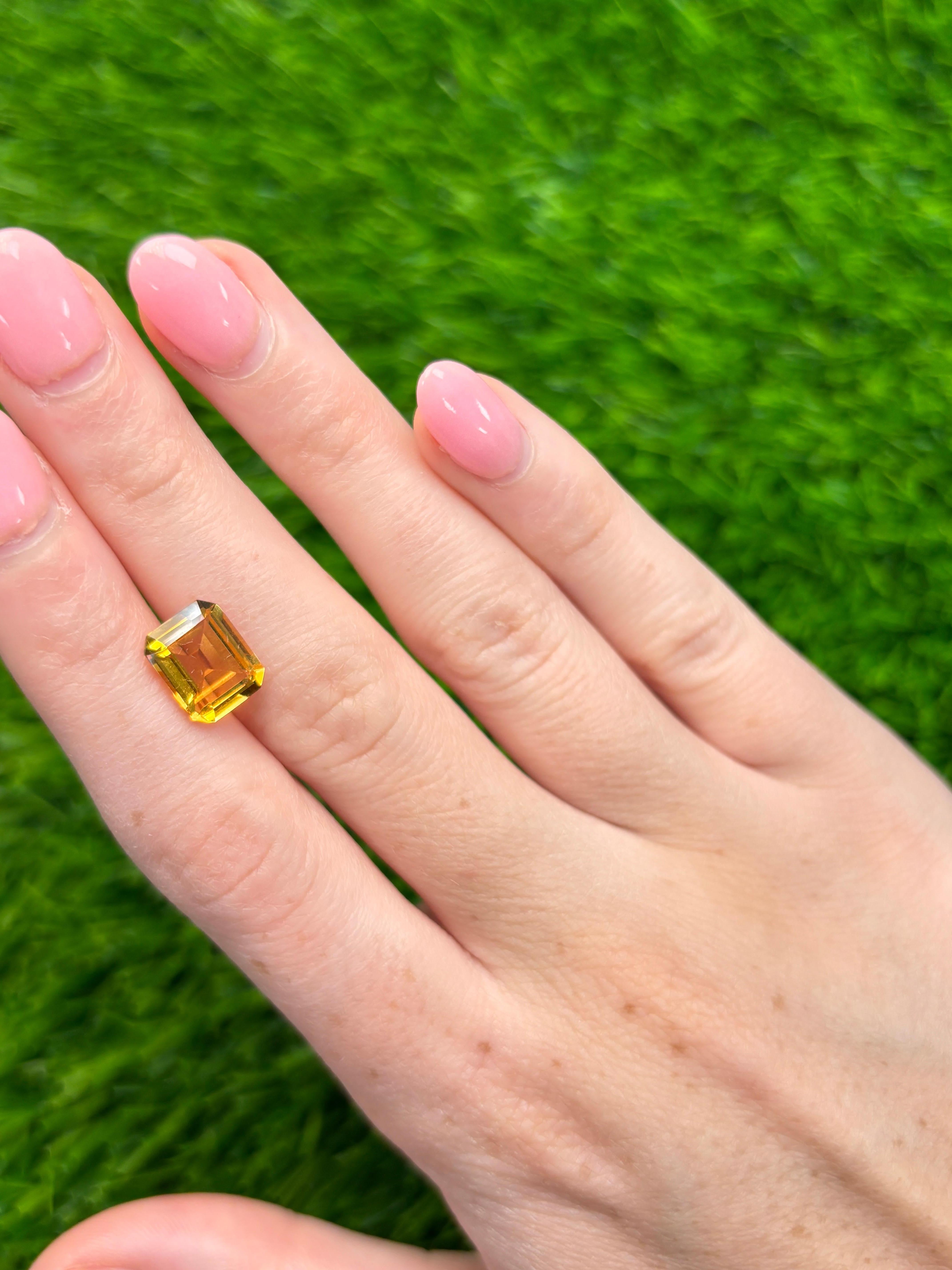Ein zeitloser Edelstein, der Wärme, Positivität und Raffinesse ausstrahlt und sich perfekt für individuelle Ringe, Anhänger oder feine Schmuckkreationen eignet. Dieser brillante, natürliche Citrin von 2,84 Karat strahlt in einem goldenen Farbton,