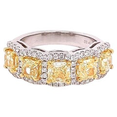 2.84 Carat / Natural Fancy Yellow Diamonds / 18 Karat White Gold / Ring