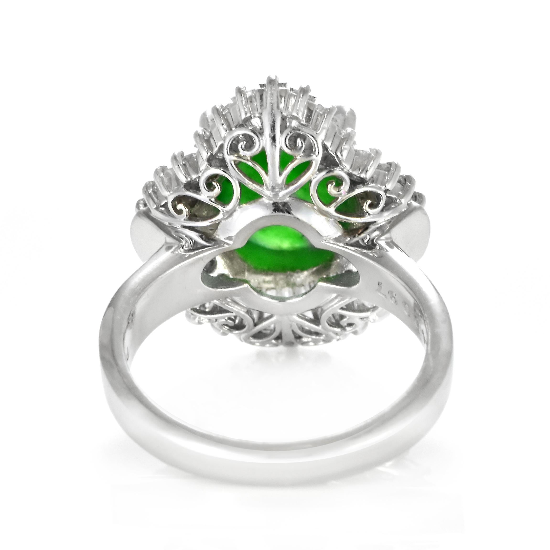 Anillo de Jade Natural Tipo A y Diamantes en Platino de 2.84 Quilates en venta 6