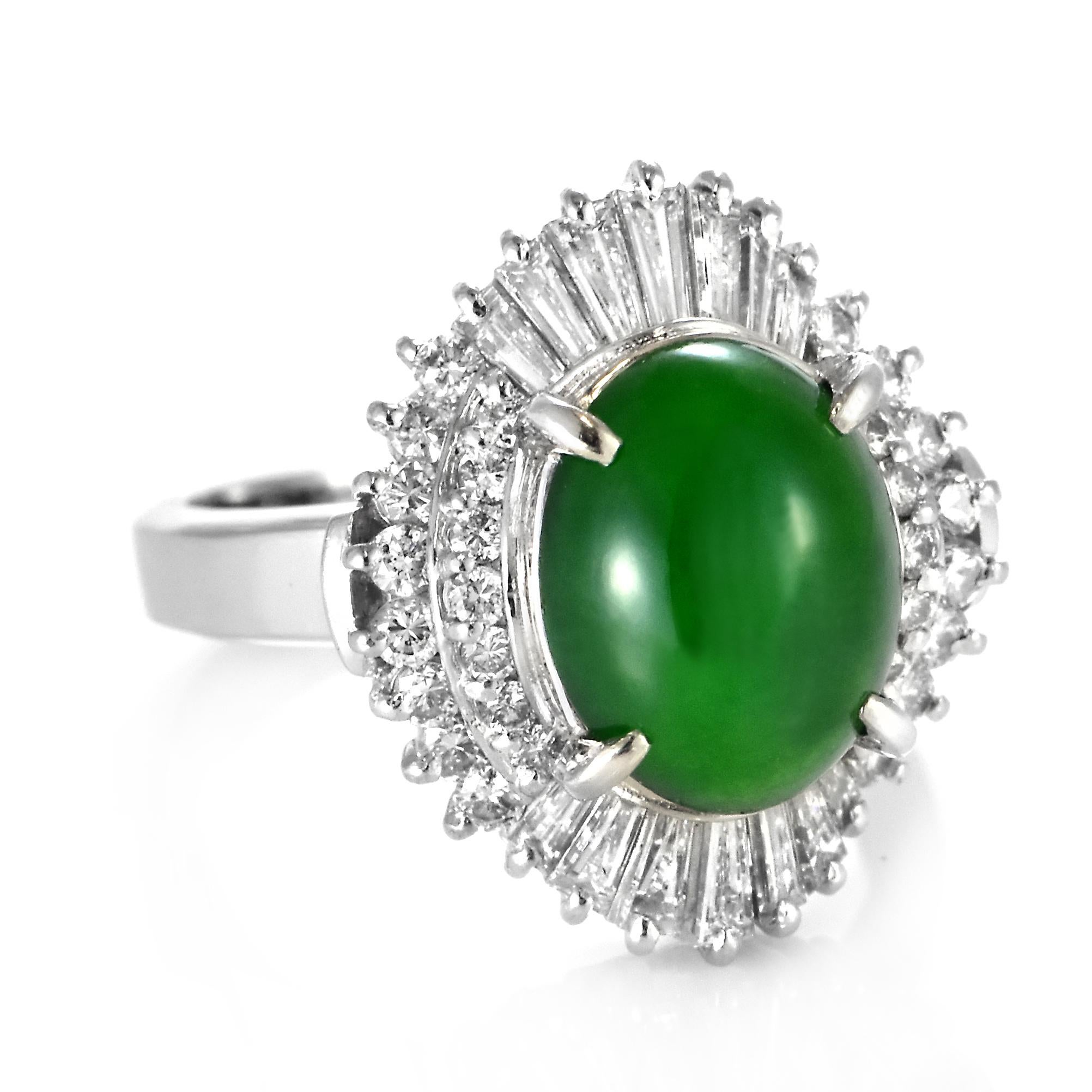 Anillo de Jade Natural Tipo A y Diamantes en Platino de 2.84 Quilates en venta 7
