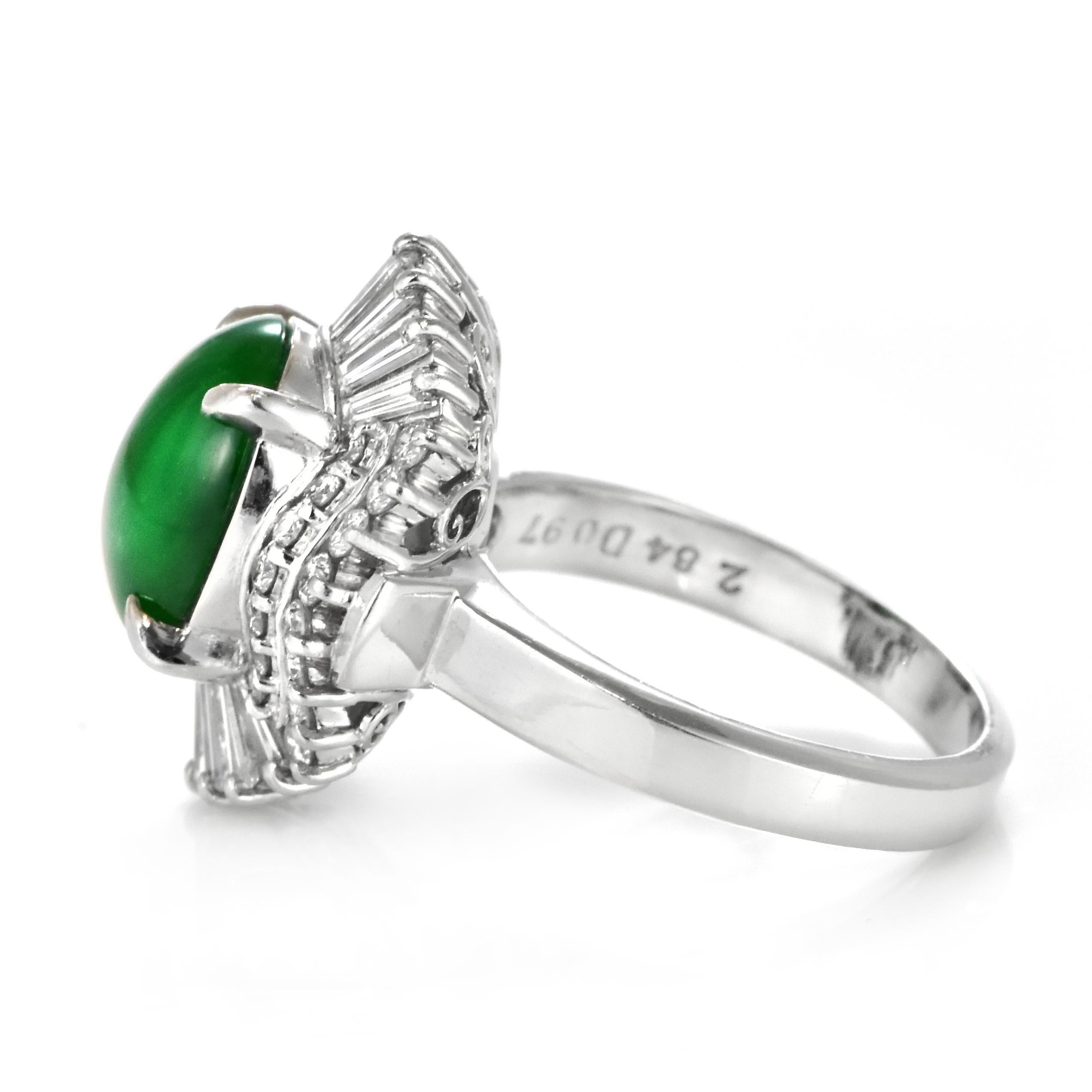 Anillo de Jade Natural Tipo A y Diamantes en Platino de 2.84 Quilates en venta 10